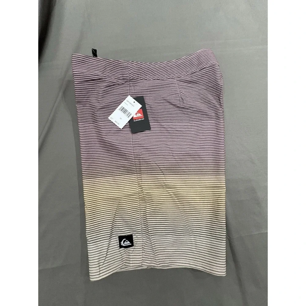 NWT Quiksilver Board Shorts Mens Sz 34 Striped Muted Multi-Color